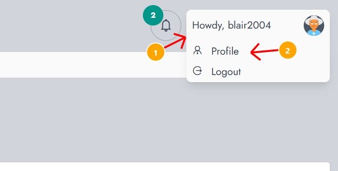 Open the user menu and select Profile.