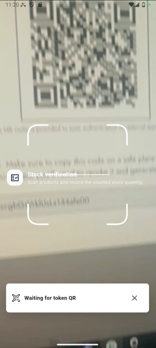 Scan the API token QR code with Barcode Utility.