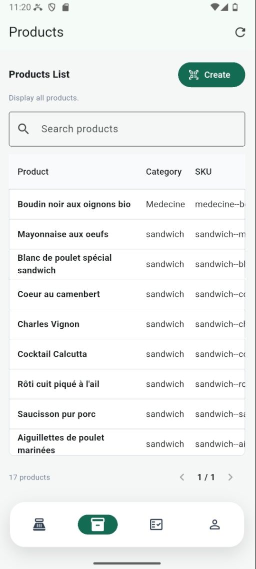 Tap Create from the Products list.