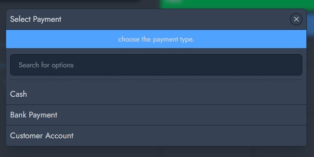 Choose the refund payment method.