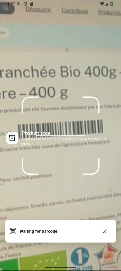 Keep the barcode inside the scanning frame until it is recognized.