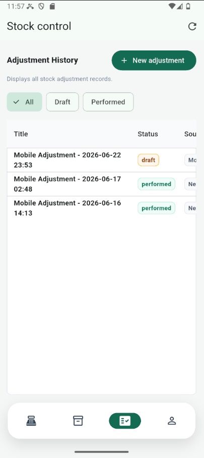 Draft adjustments remain available from the adjustment history.