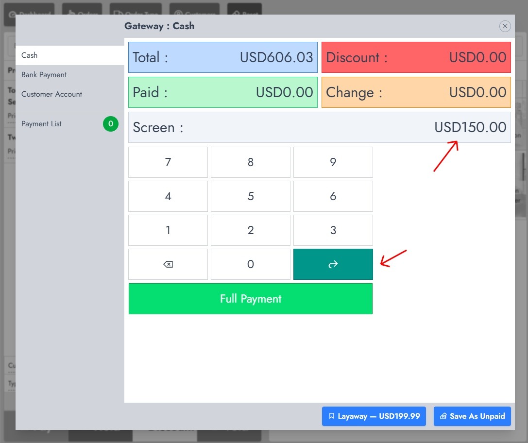 Enter a payment amount