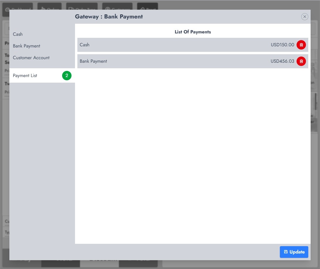 Multiple payment types