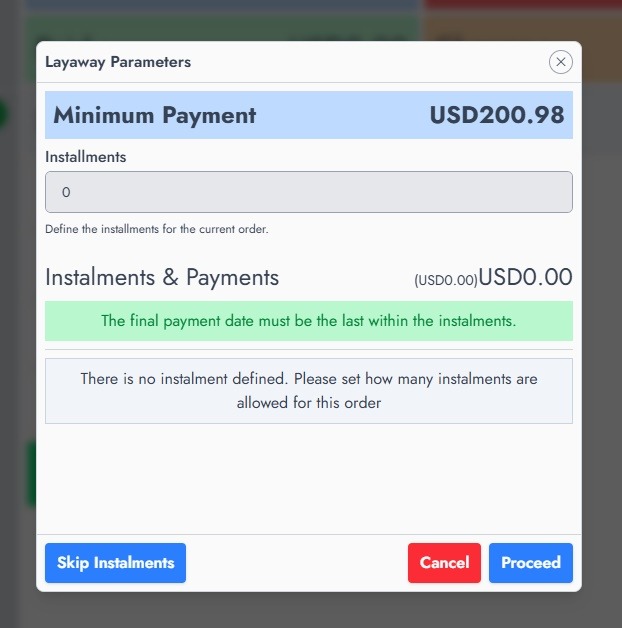 Define the number of instalments