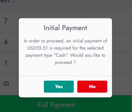 Initial payment confirmation