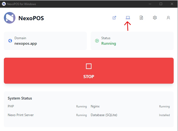 Open Device management from the NexoPOS for Windows home screen.