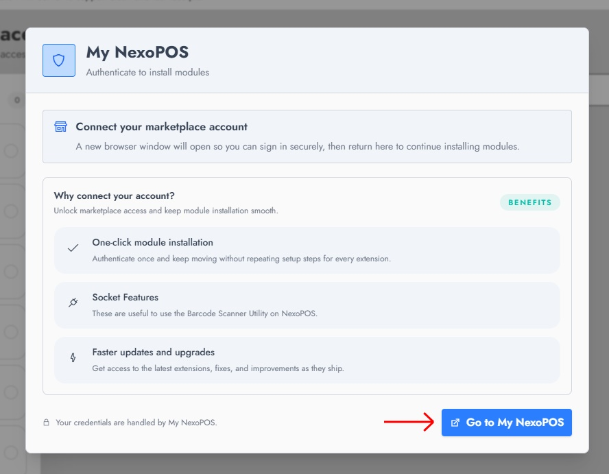The connection confirmation window